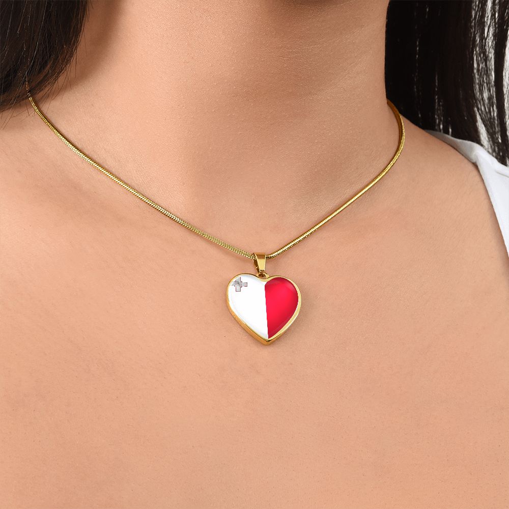 Malta Heart Flag Snake Chain Surgical Steel with Shatterproof Liquid Glass Coating ShineOn Fulfillment