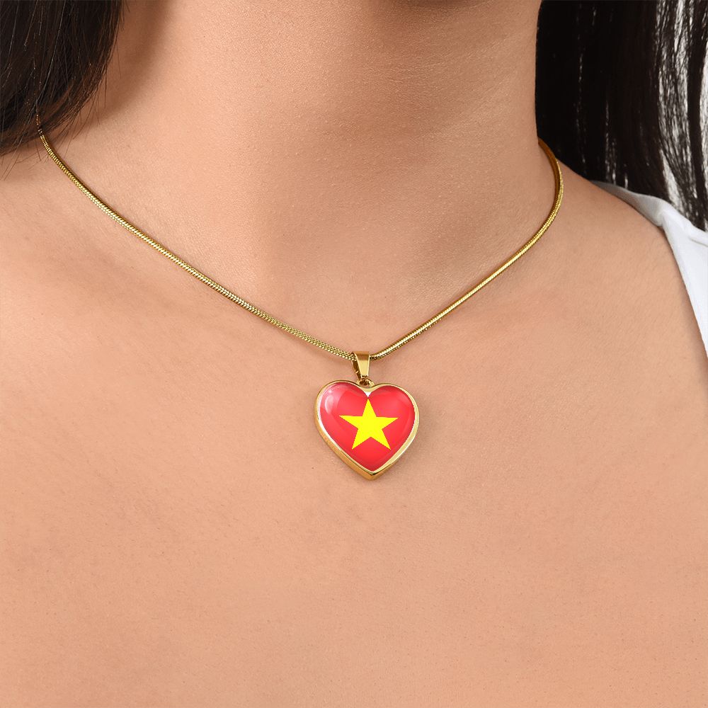 Vietnam Heart Flag Snake Chain Surgical Steel with Shatterproof Liquid Glass Coating ShineOn Fulfillment