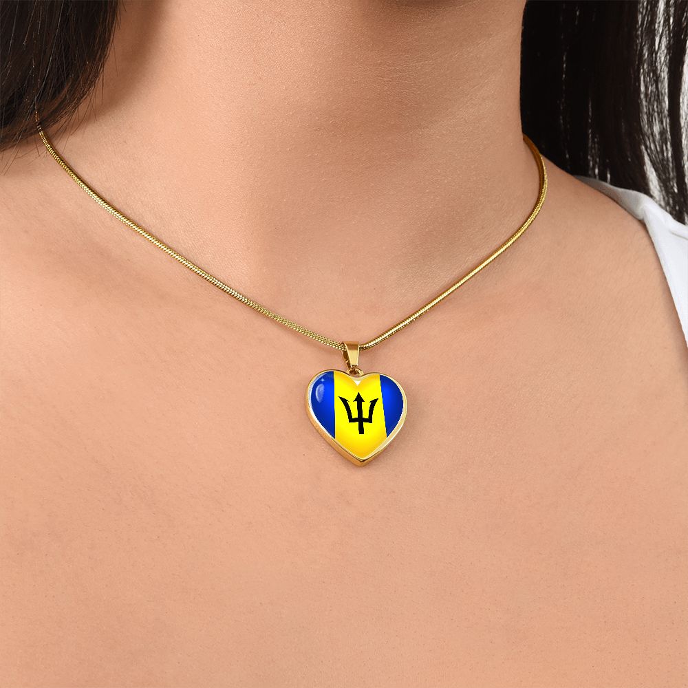 Barbados Heart Flag Snake Chain Surgical Steel with Shatterproof Liquid Glass Coating ShineOn Fulfillment