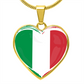 love italy Heart Flag Snake Chain Surgical Steel with Shatterproof Liquid Glass Coating ShineOn Fulfillment