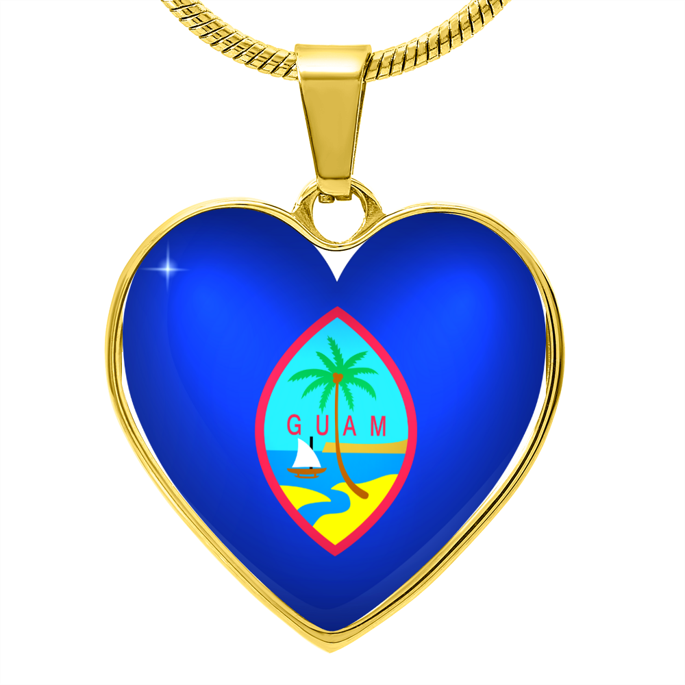 Guam Heart Flag Snake Chain Surgical Steel with Shatterproof Liquid Glass Coating ShineOn Fulfillment