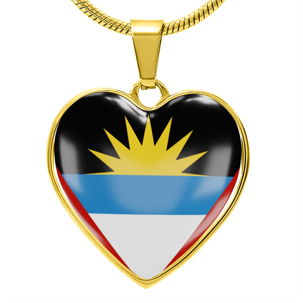 love antigua and bermuda Heart Flag Snake Chain Surgical Steel with Shatterproof Liquid Glass Coating ShineOn Fulfillment