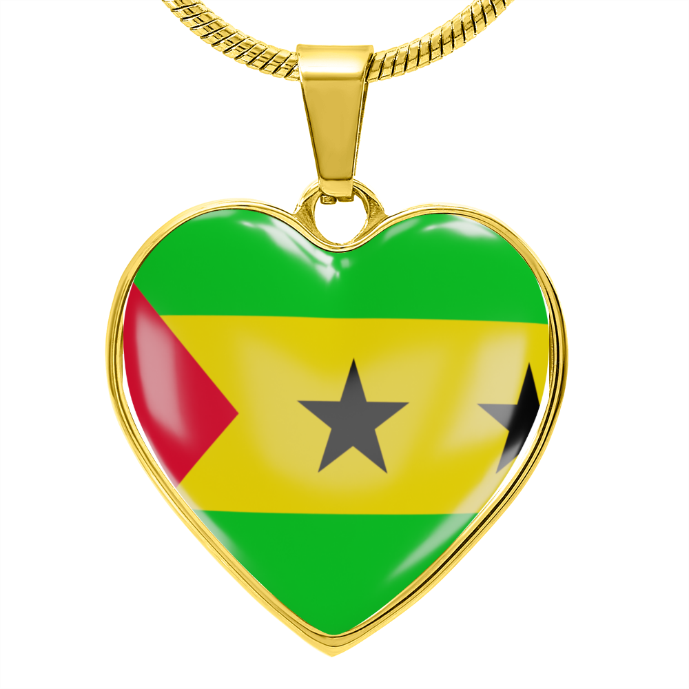 love sao tome and principe Heart Flag Snake Chain Surgical Steel with Shatterproof Liquid Glass Coating ShineOn Fulfillment