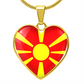 North Macedonia Heart Flag Snake Chain Surgical Steel with Shatterproof Liquid Glass Coating ShineOn Fulfillment