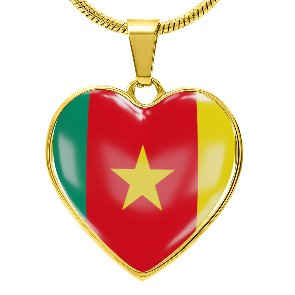 love cameroon Heart Flag Snake Chain Surgical Steel with Shatterproof Liquid Glass Coating ShineOn Fulfillment