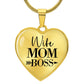 Wife Mom Boss Personalized Heart Pendant Necklace ShineOn Fulfillment