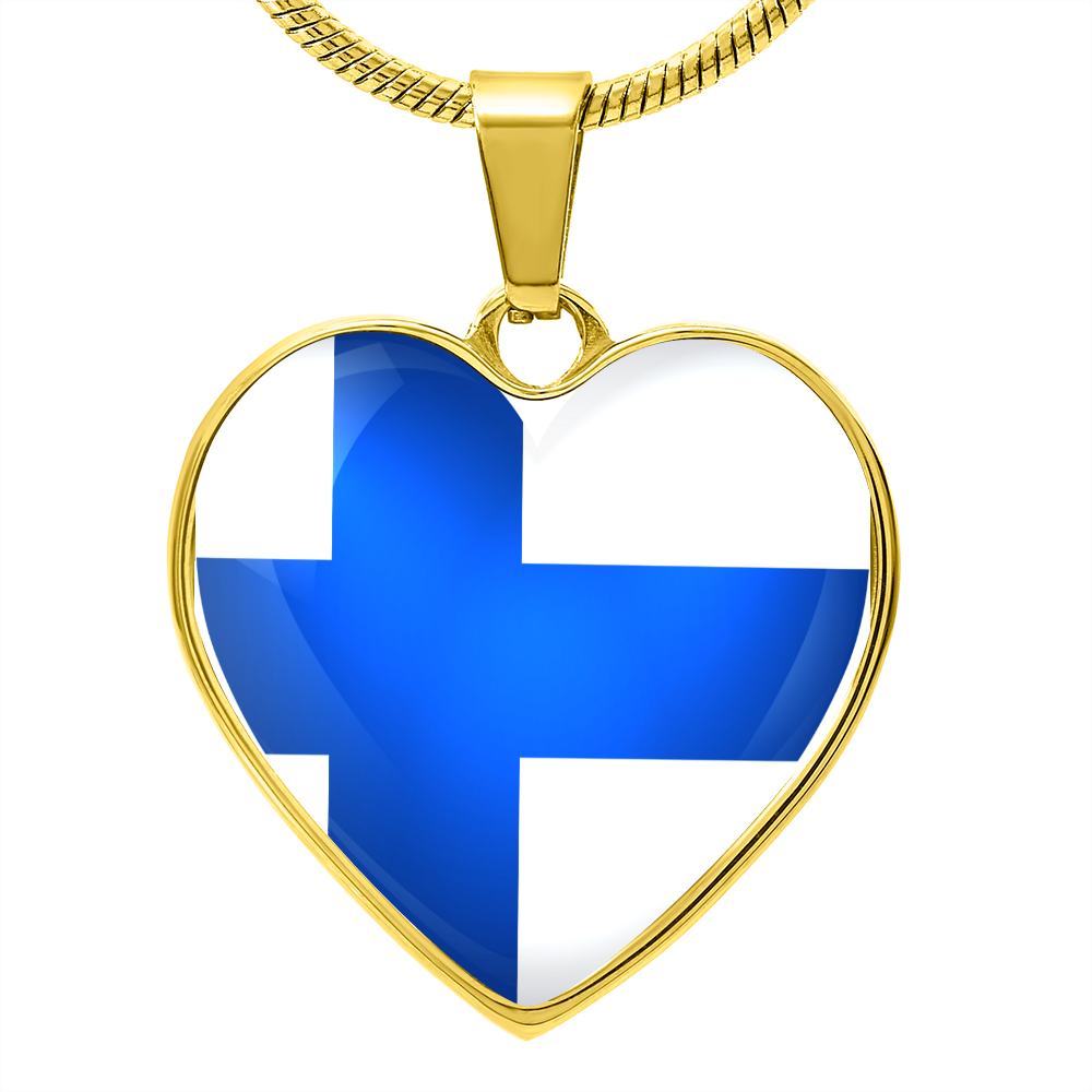 Finland Heart Flag Snake Chain Surgical Steel with Shatterproof Liquid Glass Coating ShineOn Fulfillment