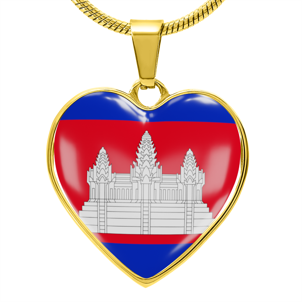 love cambodia Heart Flag Snake Chain Surgical Steel with Shatterproof Liquid Glass Coating ShineOn Fulfillment
