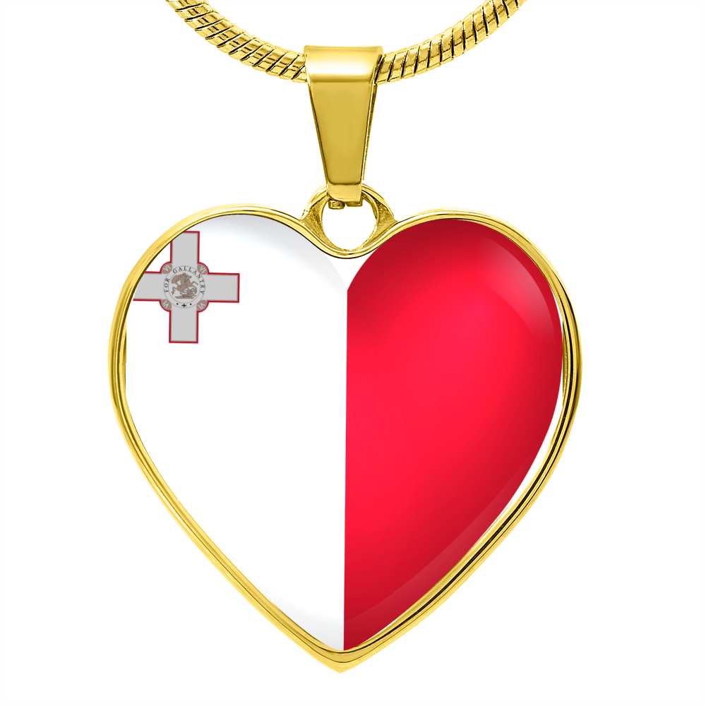 Malta Heart Flag Snake Chain Surgical Steel with Shatterproof Liquid Glass Coating ShineOn Fulfillment