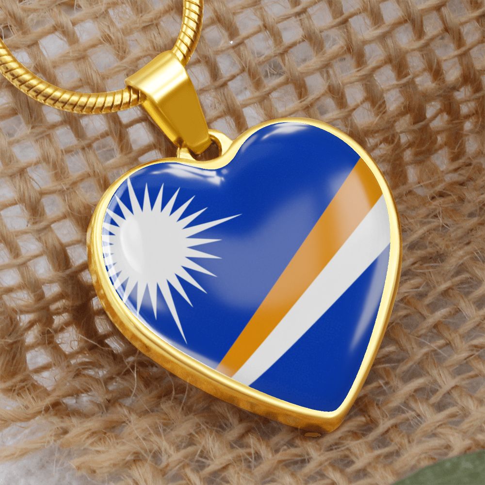 love marshall islands Heart Flag Snake Chain Surgical Steel with Shatterproof Liquid Glass Coating ShineOn Fulfillment