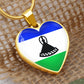 Lesotho Heart Flag Snake Chain Surgical Steel with Shatterproof Liquid Glass Coating ShineOn Fulfillment