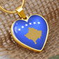 Kosovo Heart Flag Snake Chain Surgical Steel with Shatterproof Liquid Glass Coating ShineOn Fulfillment