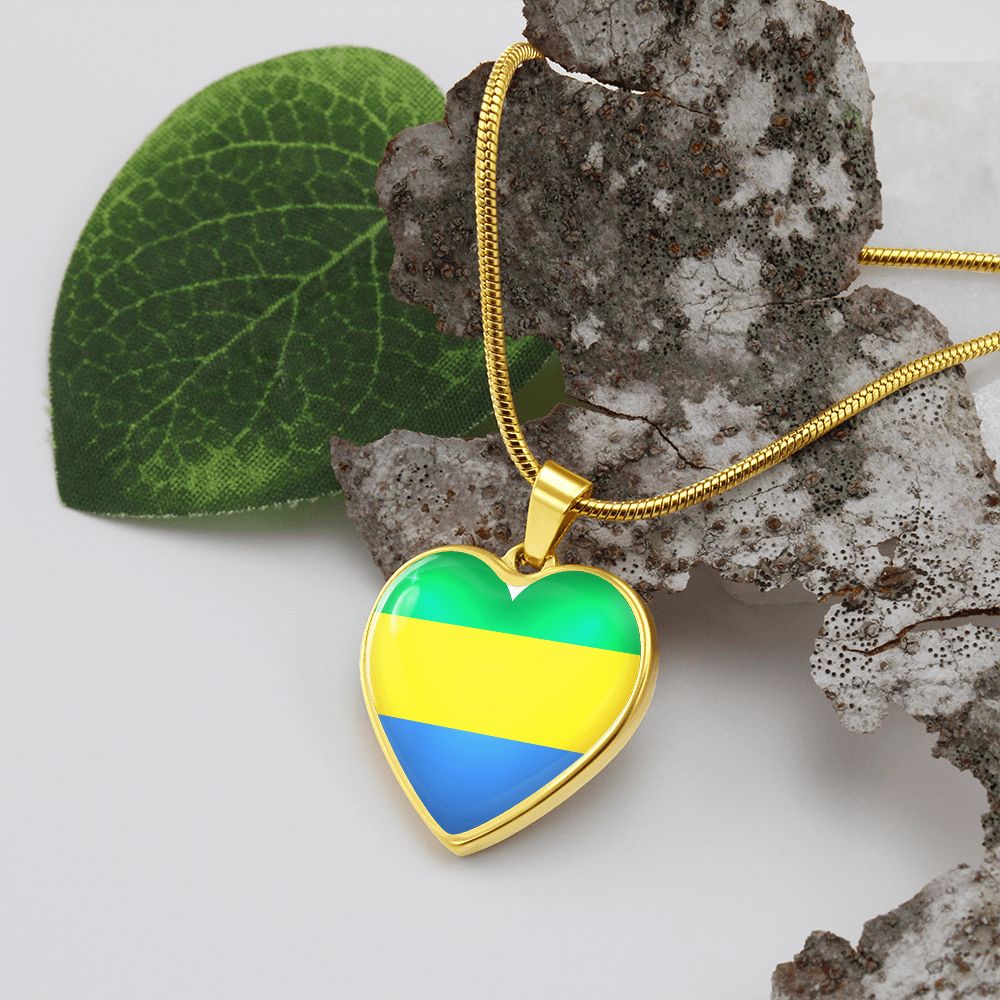 Gabon Heart Flag Snake Chain Surgical Steel with Shatterproof Liquid Glass Coating ShineOn Fulfillment