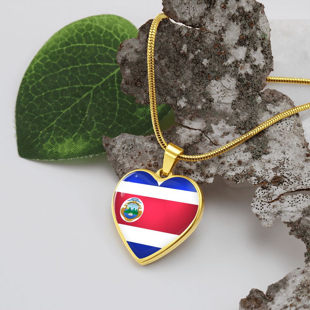Costa Rica Heart Flag Snake Chain Surgical Steel with Shatterproof Liquid Glass Coating ShineOn Fulfillment