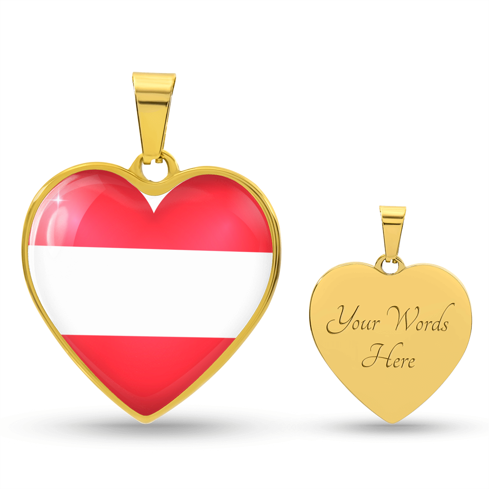 Austria Heart Flag Snake Chain Surgical Steel with Shatterproof Liquid Glass Coating ShineOn Fulfillment