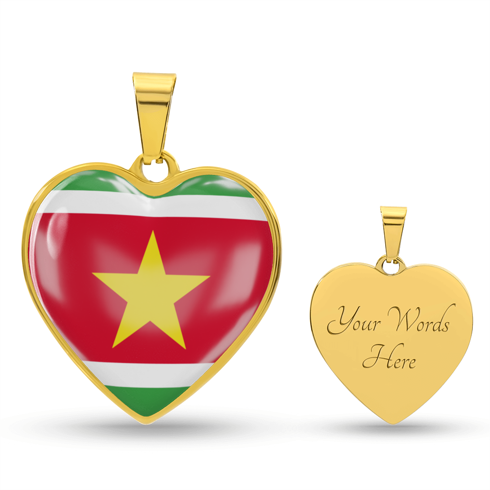 love suriname Heart Flag Snake Chain Surgical Steel with Shatterproof Liquid Glass Coating ShineOn Fulfillment