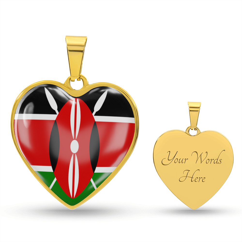 love kenya Heart Flag Snake Chain Surgical Steel with Shatterproof Liquid Glass Coating ShineOn Fulfillment