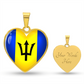 Barbados Heart Flag Snake Chain Surgical Steel with Shatterproof Liquid Glass Coating ShineOn Fulfillment