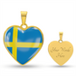 love sweden Heart Flag Snake Chain Surgical Steel with Shatterproof Liquid Glass Coating ShineOn Fulfillment
