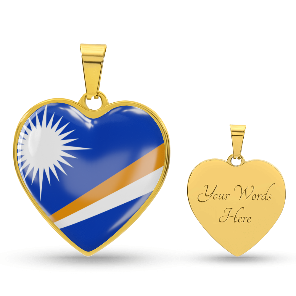 love marshall islands Heart Flag Snake Chain Surgical Steel with Shatterproof Liquid Glass Coating ShineOn Fulfillment