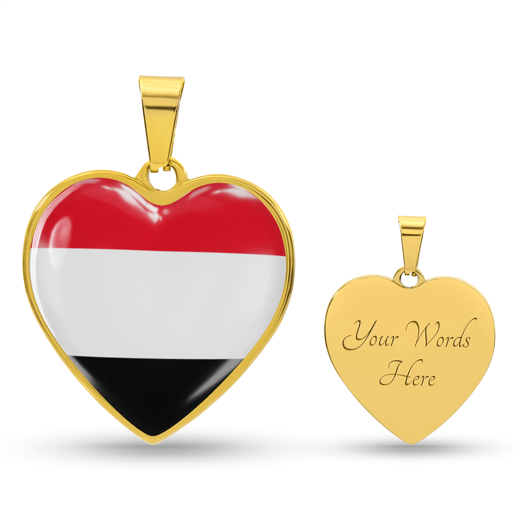 love yemen Heart Flag Snake Chain Surgical Steel with Shatterproof Liquid Glass Coating ShineOn Fulfillment