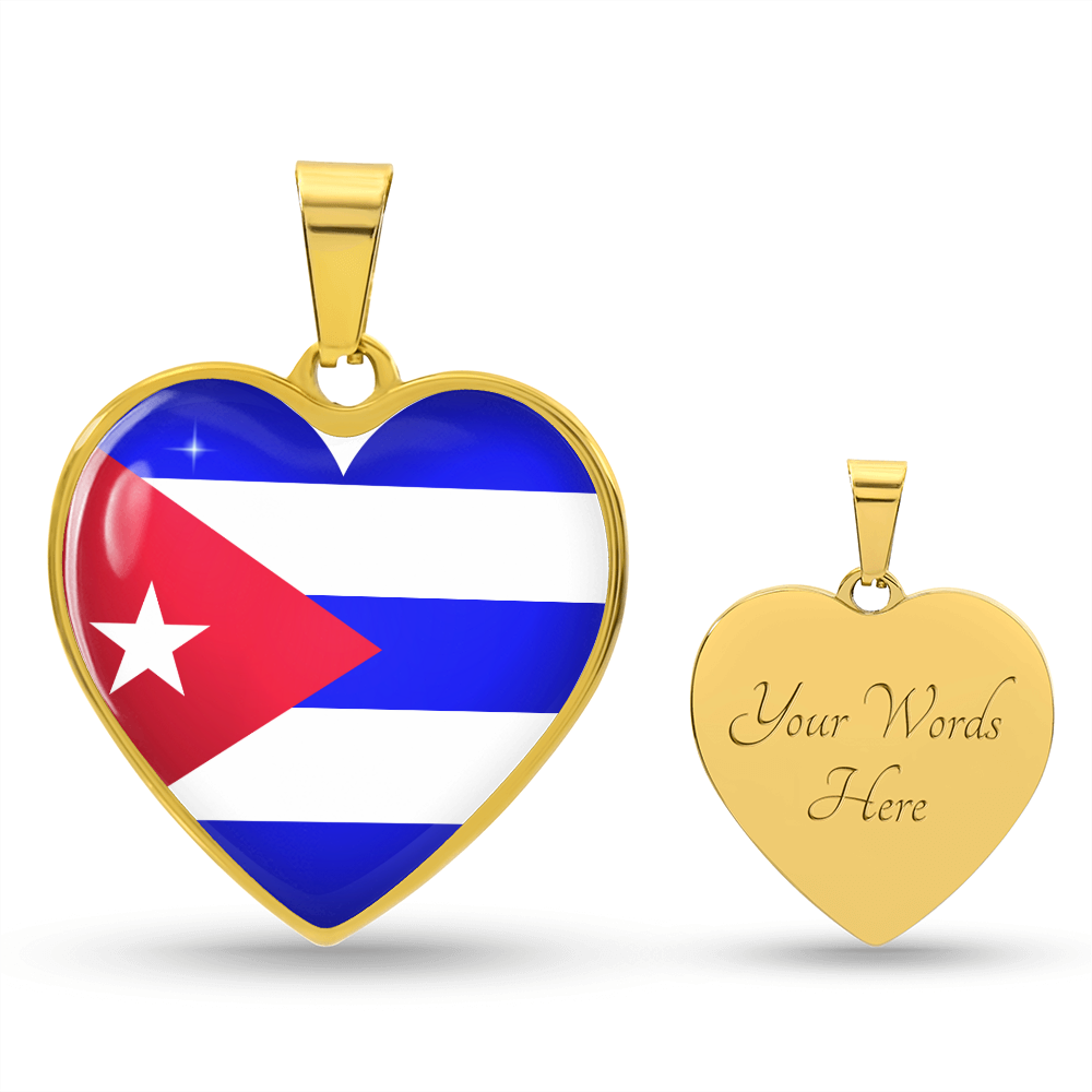 Cuba Heart Flag Snake Chain Surgical Steel with Shatterproof Liquid Glass Coating ShineOn Fulfillment