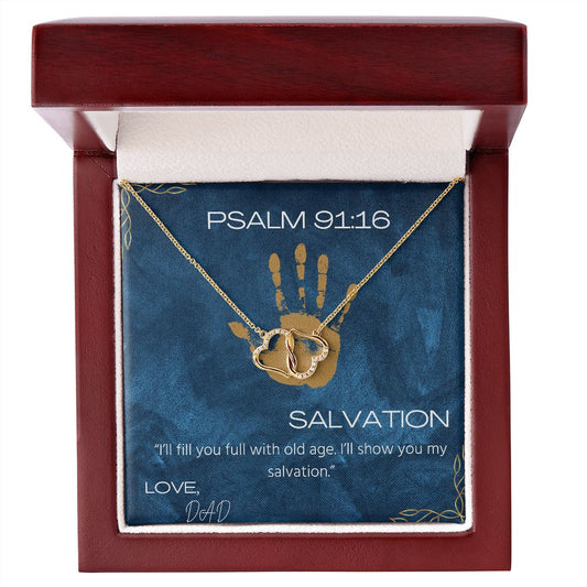 From Dad Love Dad Psalm 91:16 Salvation Love 10K Gold Necklace and Message Gift Card ShineOn Fulfillment