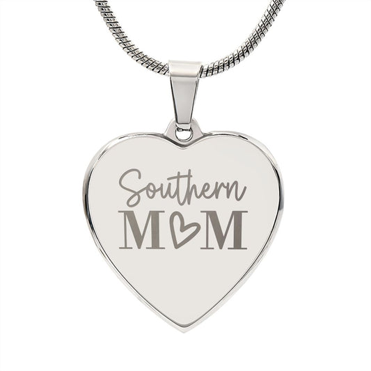 Southern Mom Engraved Heart Necklace ShineOn Fulfillment