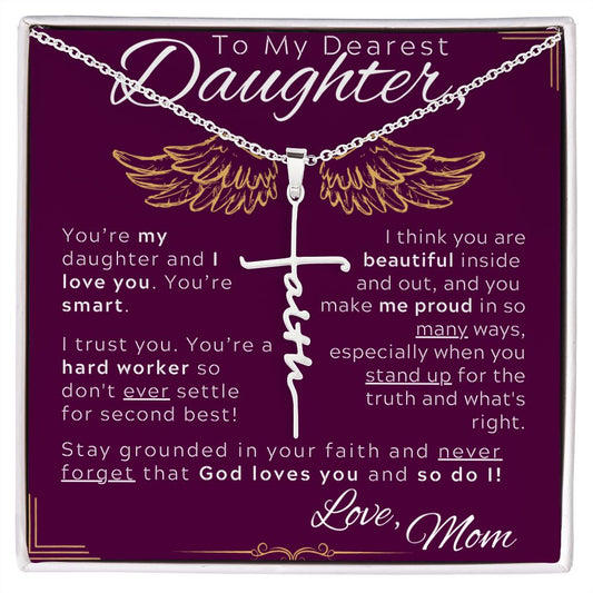 Daughter from Mom - Faith Cross Necklace ShineOn Fulfillment