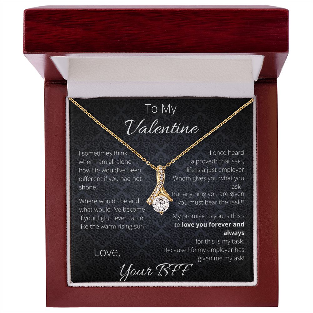 To My Valentine Love BFF To My Valentine - Ribbon Love Necklace ShineOn Fulfillment