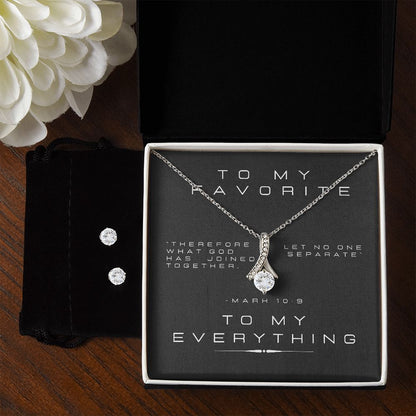 Personalized - To My Favorite to My Everything Mark 10:9 Necklace & Earring Set ShineOn Fulfillment