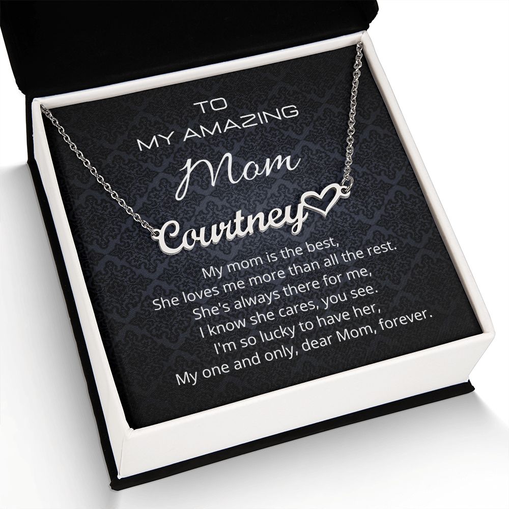 Mothers Day Personalized Heart Name Necklace With Jewelry Card Gift Box ShineOn Fulfillment